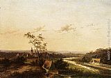 An Extensive Summer Landscape With A Town In The Background by Jan Evert Morel
